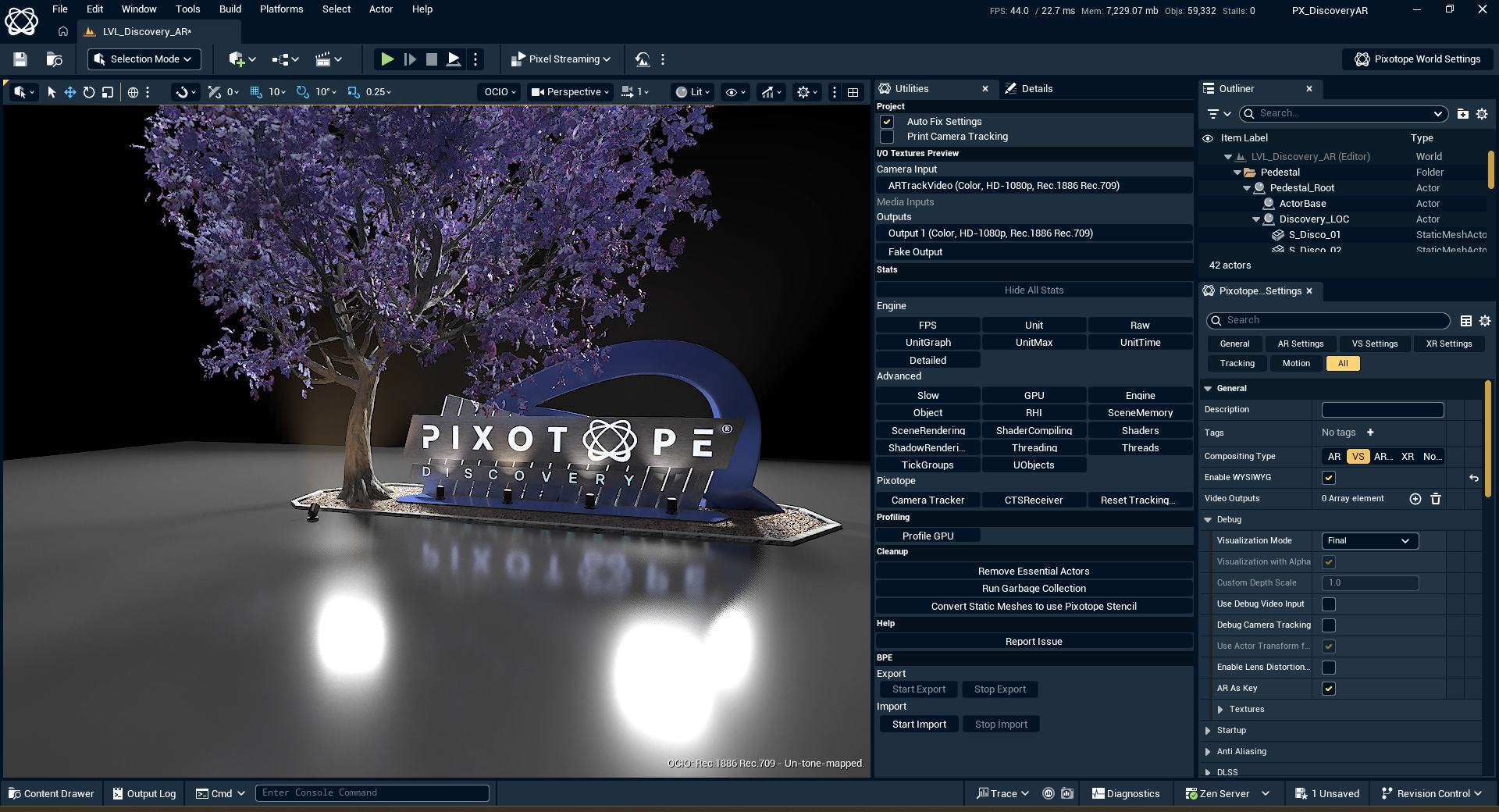 Image of Pixotope Discovery User Interface in Editor Mode.