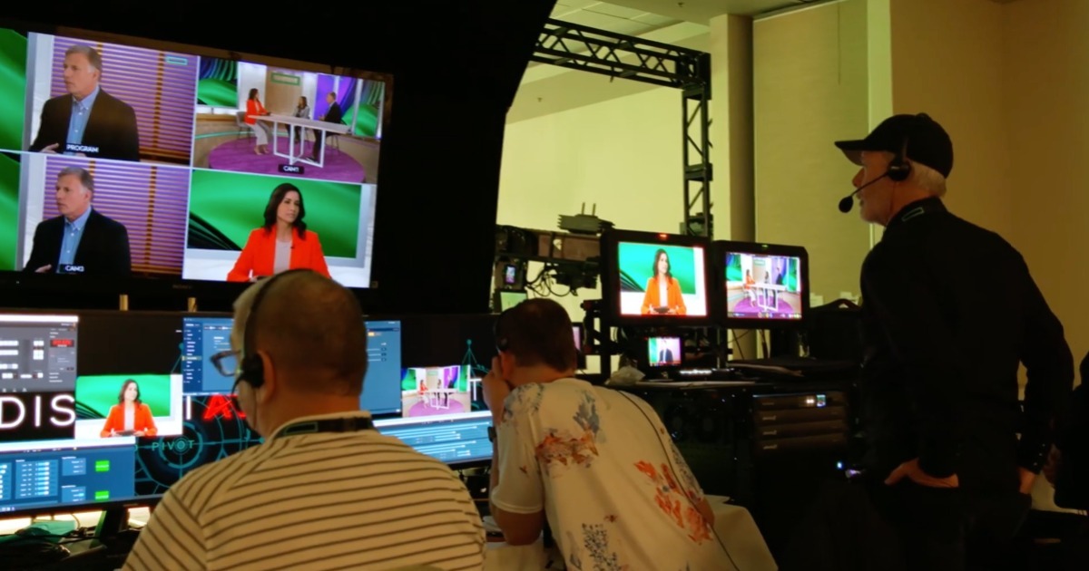 Disrupt AR running virtual production at HPE event using Pixotope software